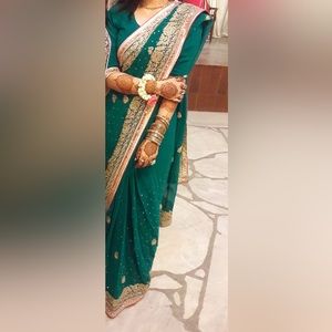 Heavy Teal/Pink Sari.